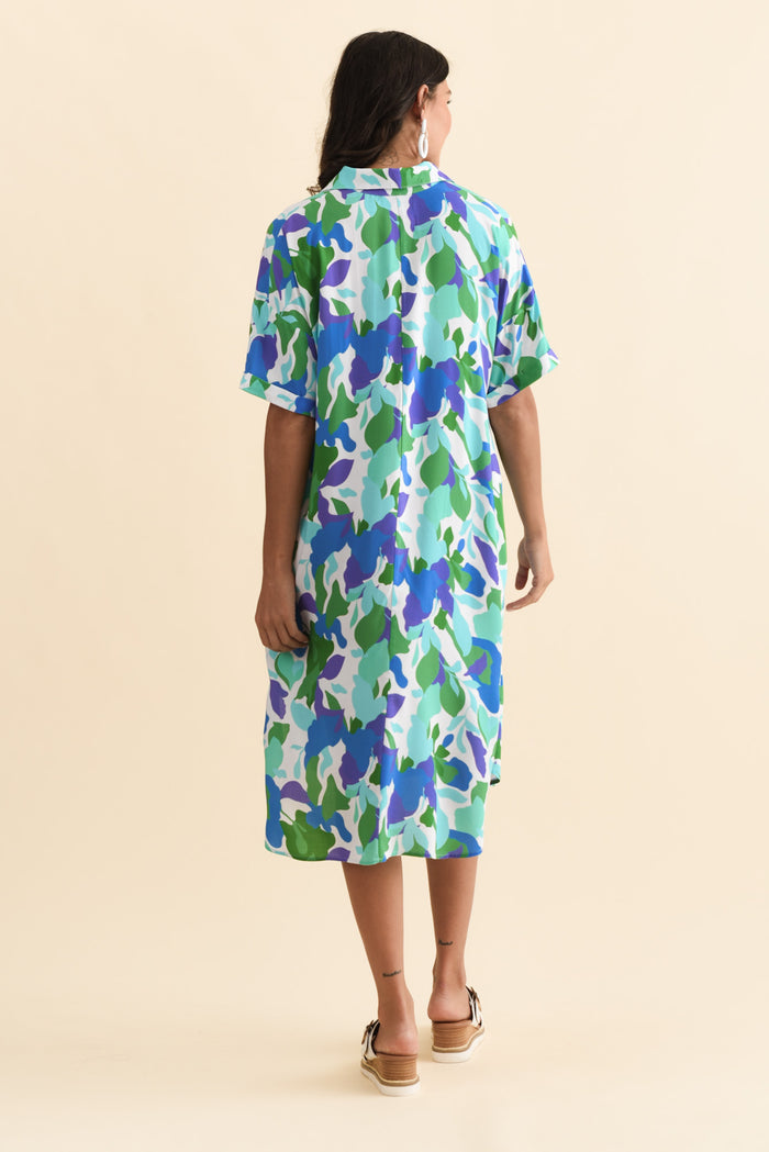 Kazi Green Garden Shirt Dress,Brunette model,alt text|model:Brontie