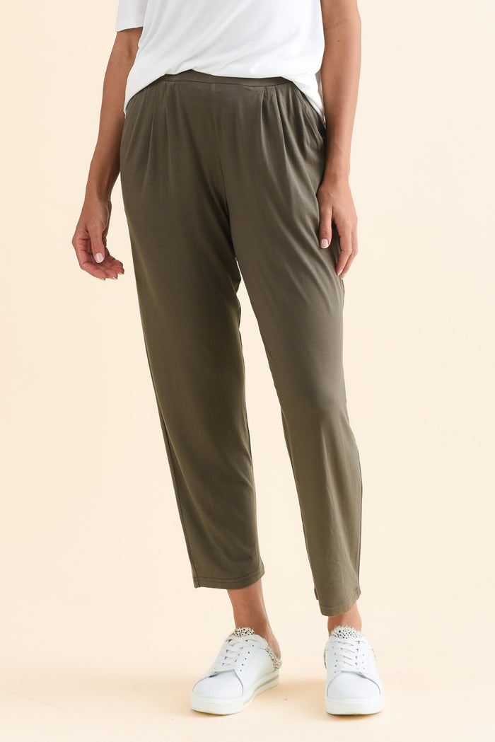 Kennedy Khaki Stretch Pocket Pants,Front,Brunette model,alt text|model:Brontie
