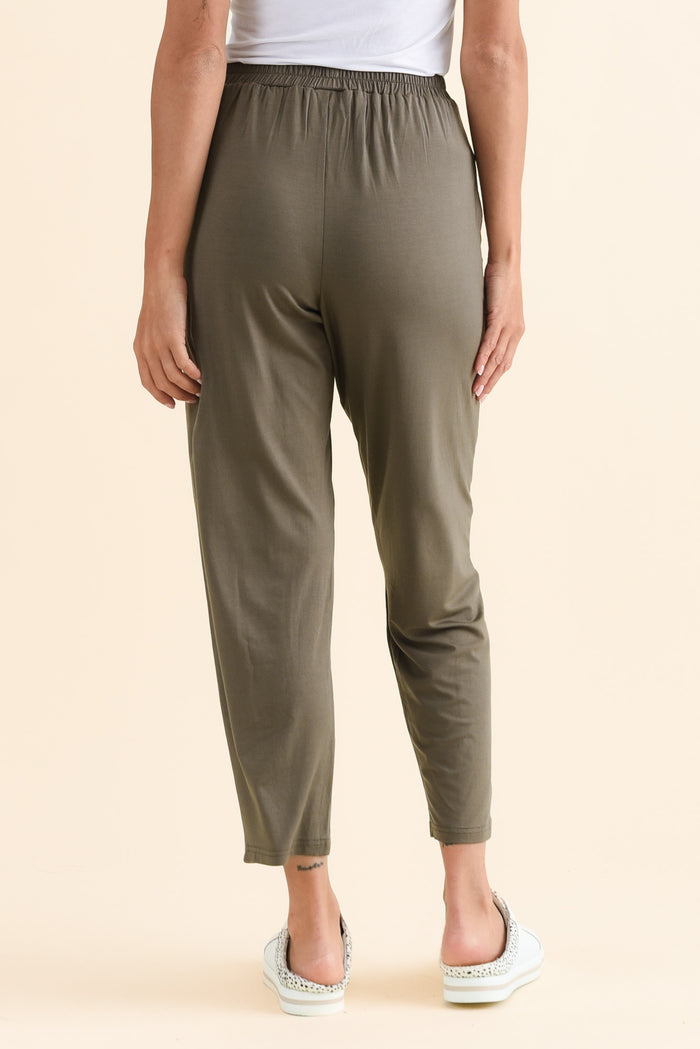 Kennedy Khaki Stretch Pocket Pants,Back,Brunette model,alt text|model:Brontie