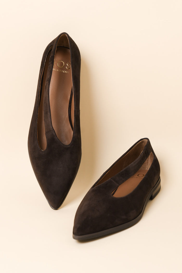 Kip Chocolate Suede Flat
