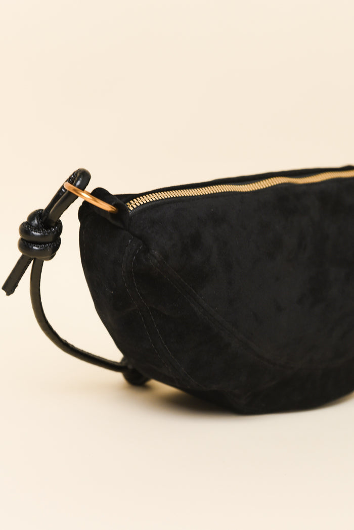 Kirsten Black Faux Suede Crossbody Bag