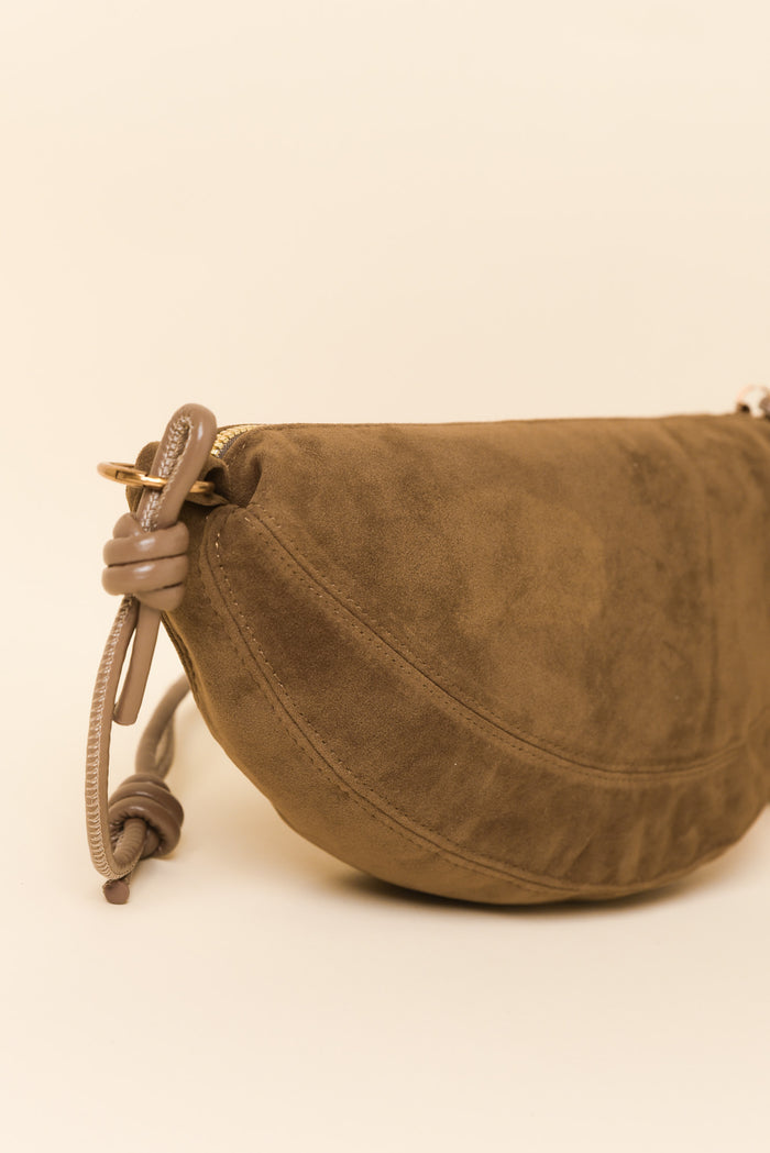 Kirsten Mocha Faux Suede Crossbody Bag