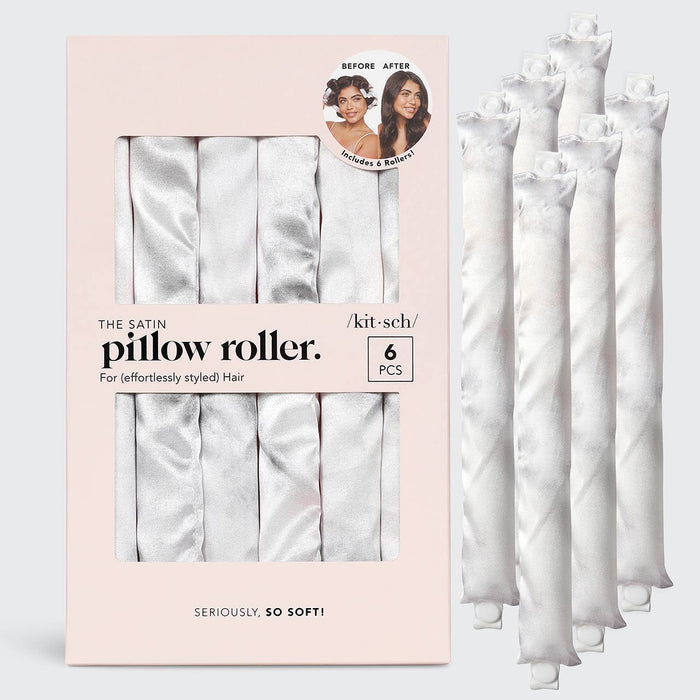 KITSCH Satin Heatless Pillow Rollers 6pc- Soft Marble