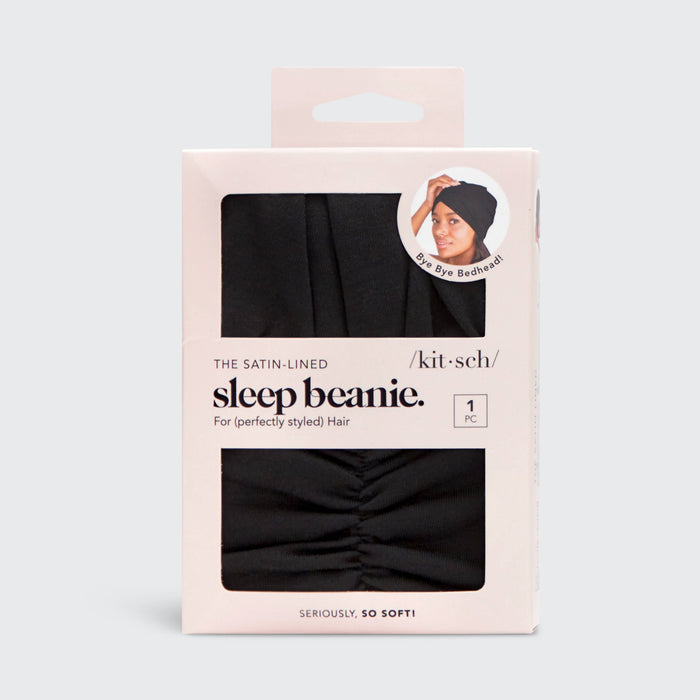 KITSCH Sleep Beanie with Satin lining - Black