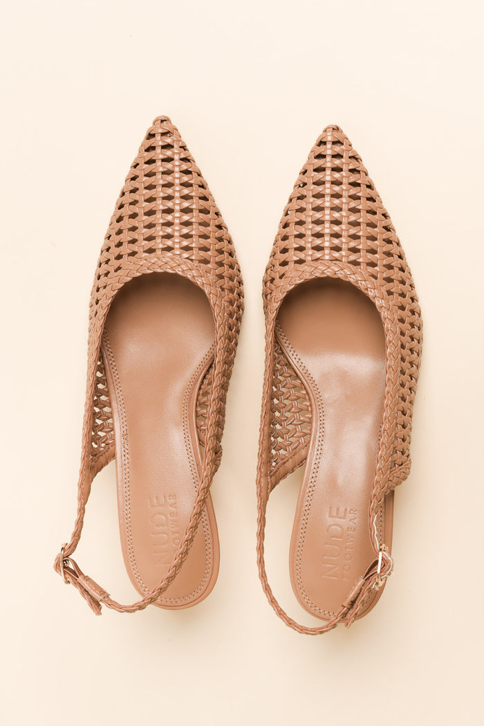 Koscuszkio Tan Leather Woven Heel