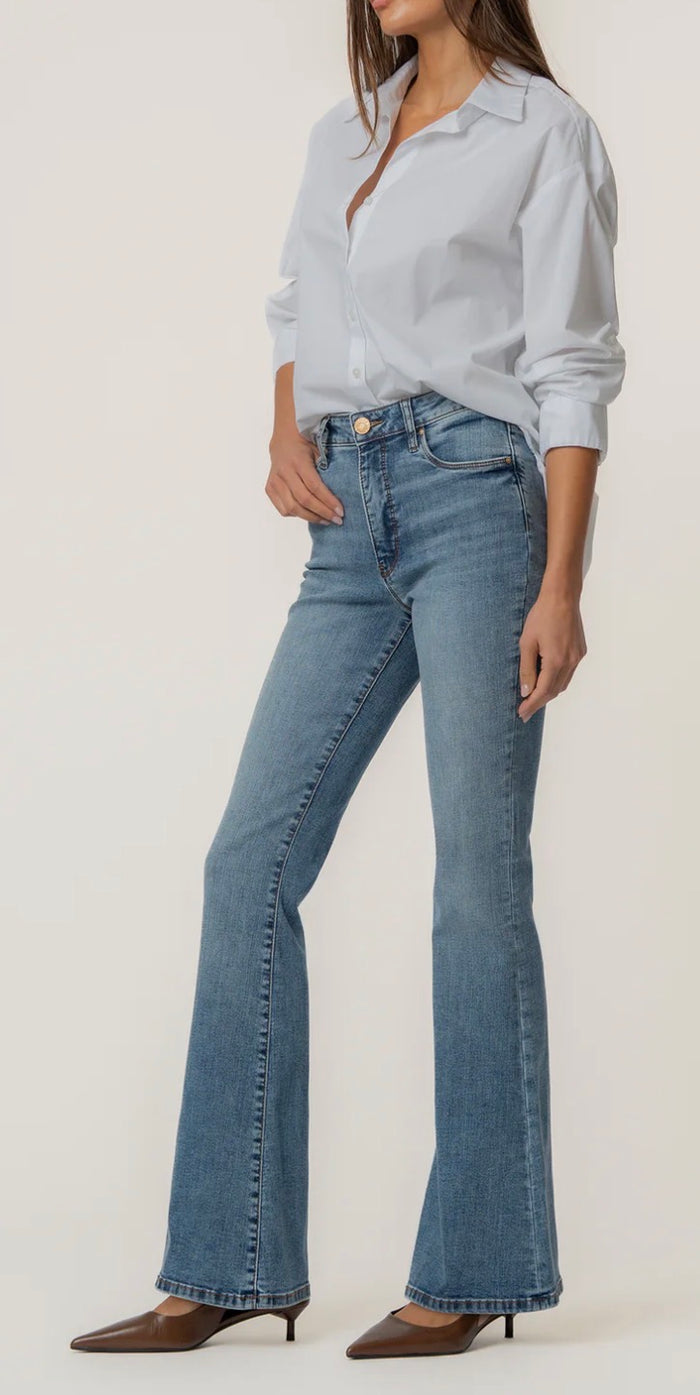 KUT ANA HIGH RISE FAB AB FLARE-BABY DN ALL OVER