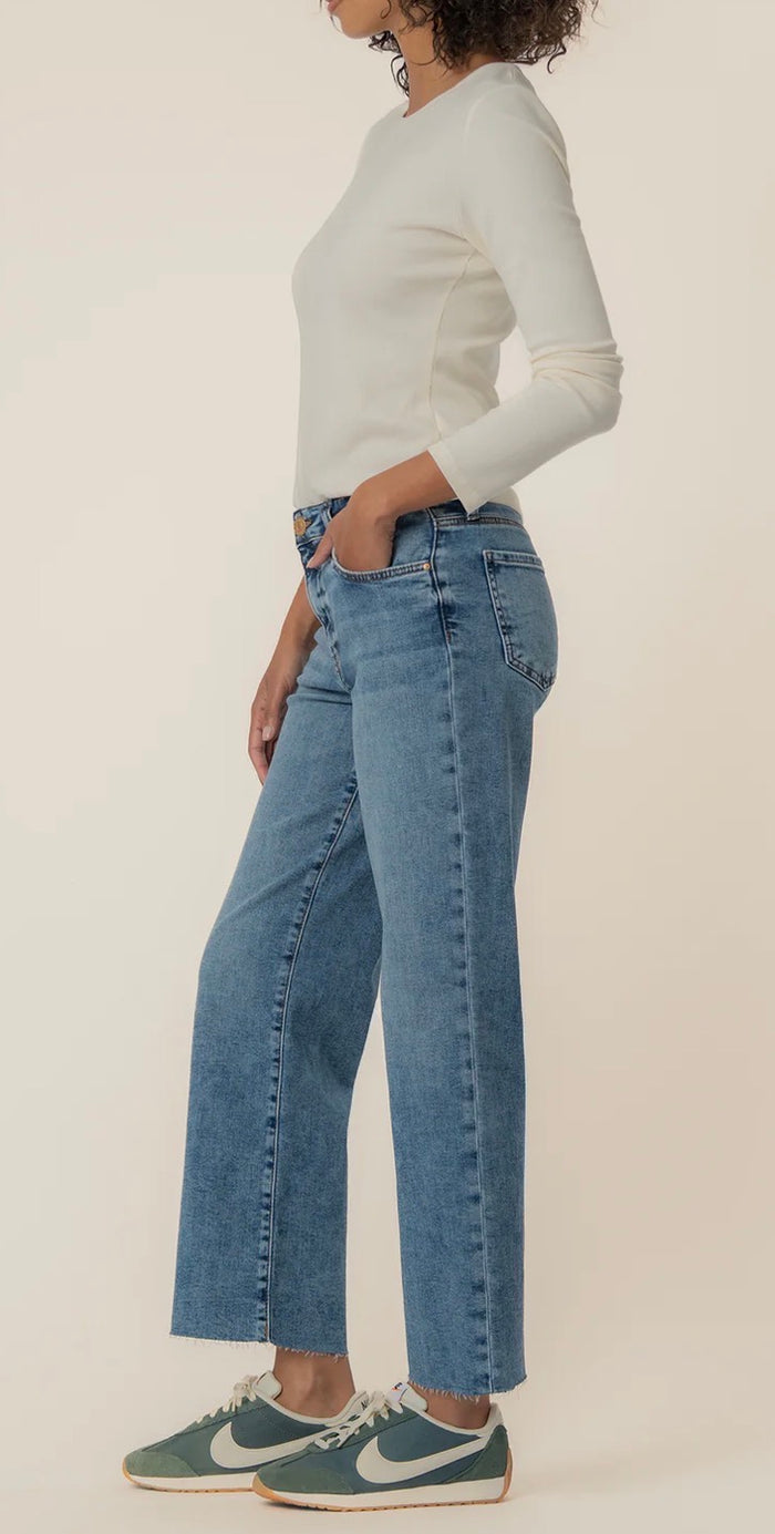 KUT CHARLOTTE HIGH RISE WIDE LEG/RAW HEM-STAR