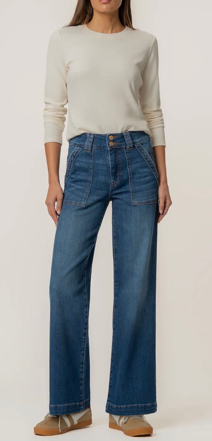 KUT JODI HIGH RISE STRAIGHT LEG - PORKCHOP FRT-HUMANITARIAN