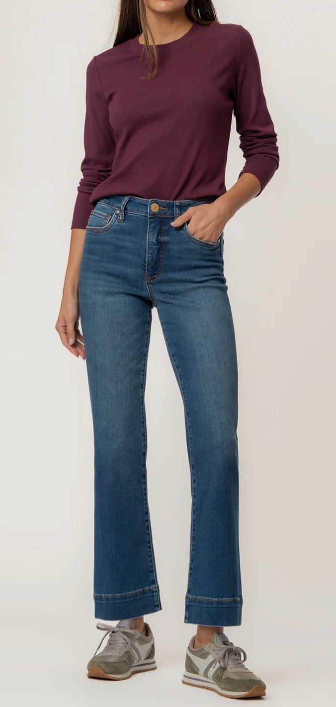 KUT KELSEY HIGH RISE FAB AB ANKLE FLARE WITH WIDE HEM-COOL