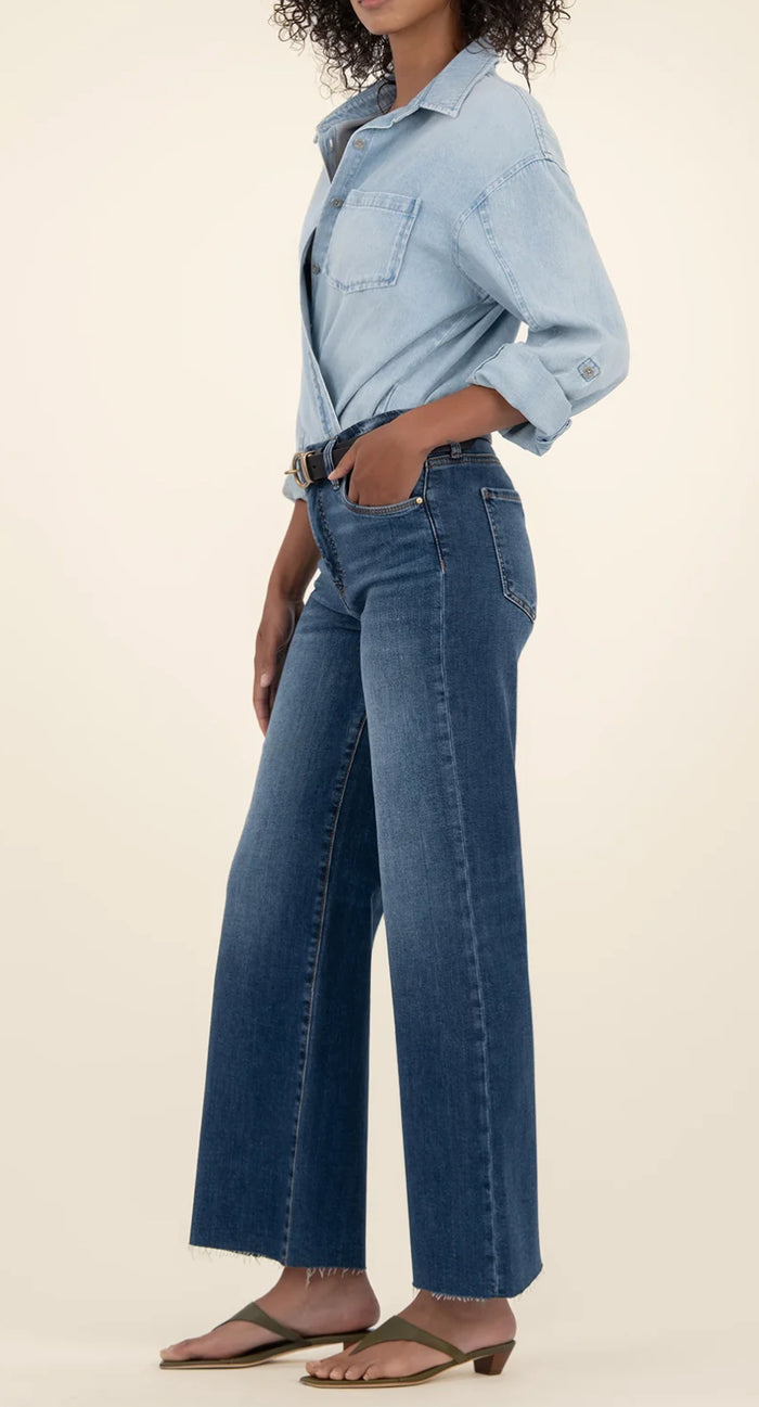 KUT MEG HIGH RISE FAB AB WIDE LEG RAW HEM-INEXHAUSTIBLE