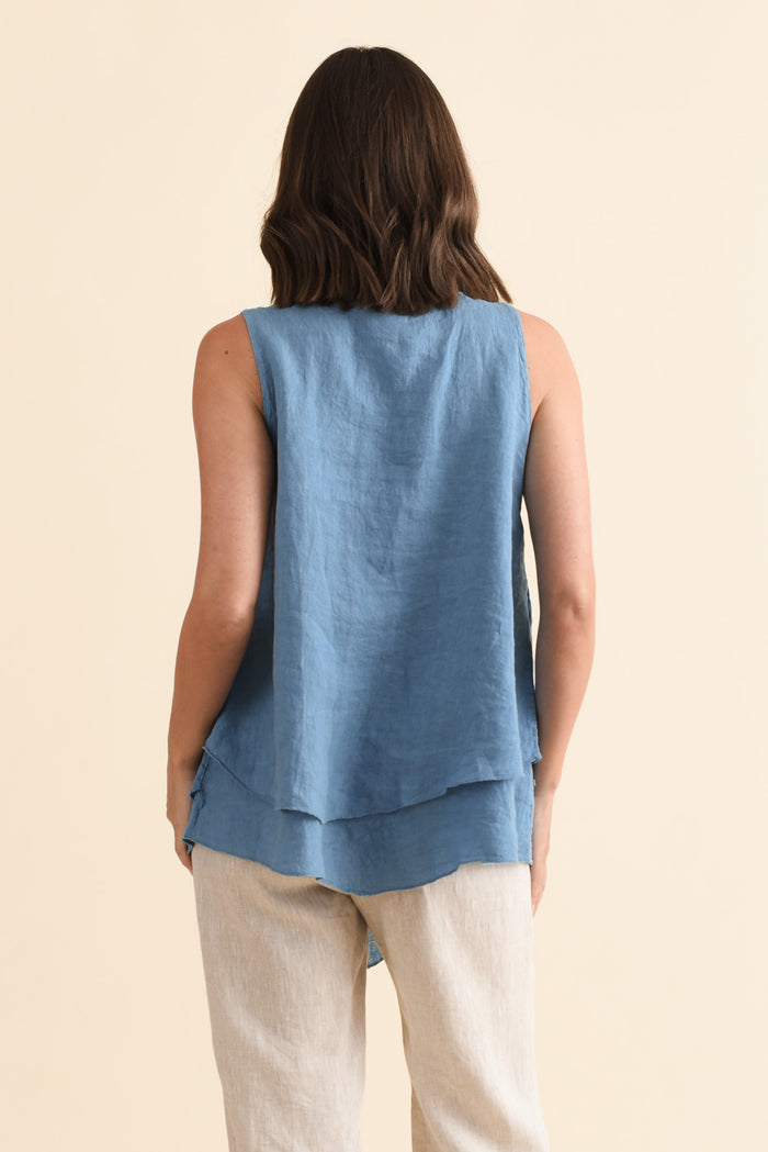 Lagos Steel Linen Layered Tank,Brunette model,alt text|model:MJ