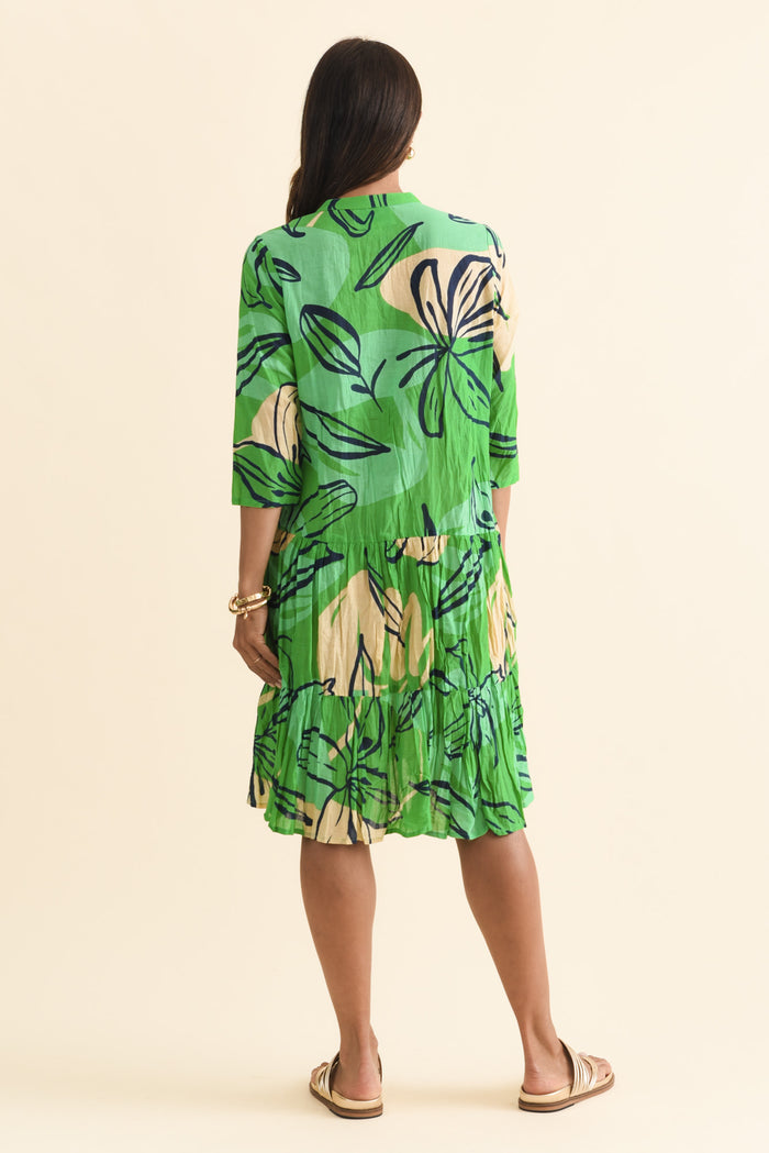Larissa Green Lily Cotton Pleated Dress,Brunette model,alt text|model:Cara
