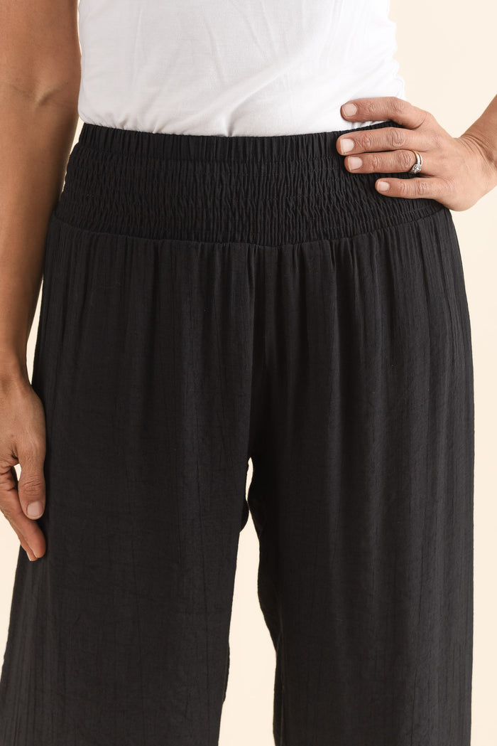 Lettie Black Button Pants,Detail,Brunette model,alt text|model:Cara