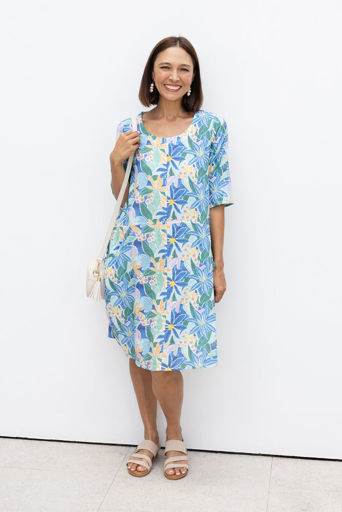 Lilibet Blue Garden Cotton Pocket Dress,Lifestyle