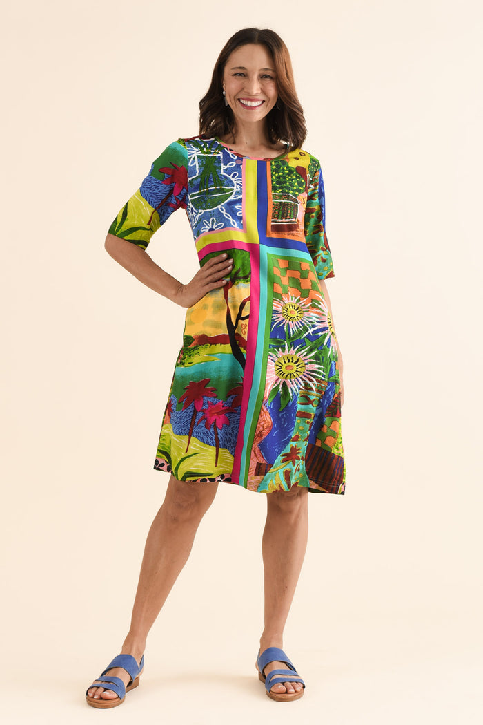 Lincoln Green Meadow Pocket Dress,Full Body,Brunette model,alt text|model:Cara