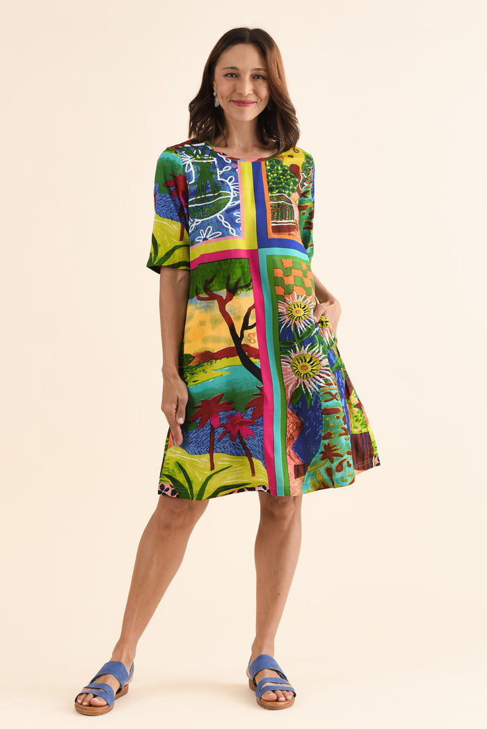 Lincoln Green Meadow Pocket Dress,Full Body,Brunette model,alt text|model:Cara