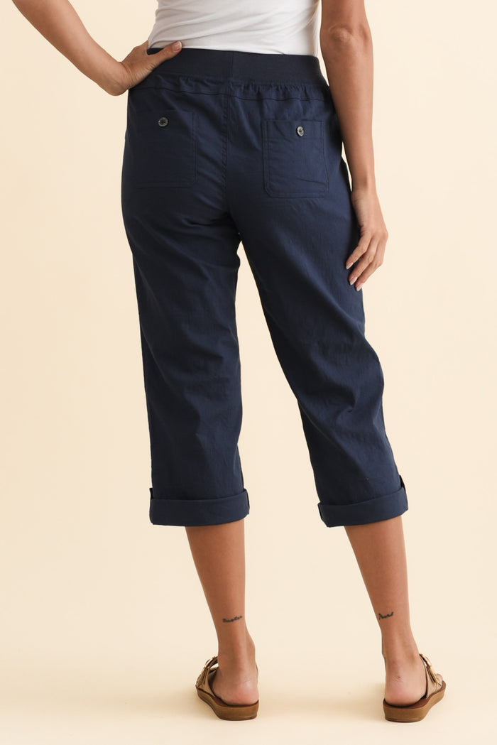 Lindsay Navy 7/8 Cargo Pants,Brunette model,alt text|model:Brontie