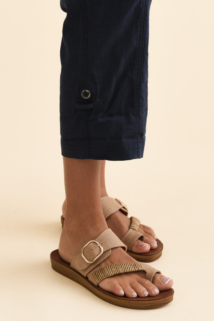 Lindsay Navy 7/8 Cargo Pants,Brunette model,alt text|model:Brontie