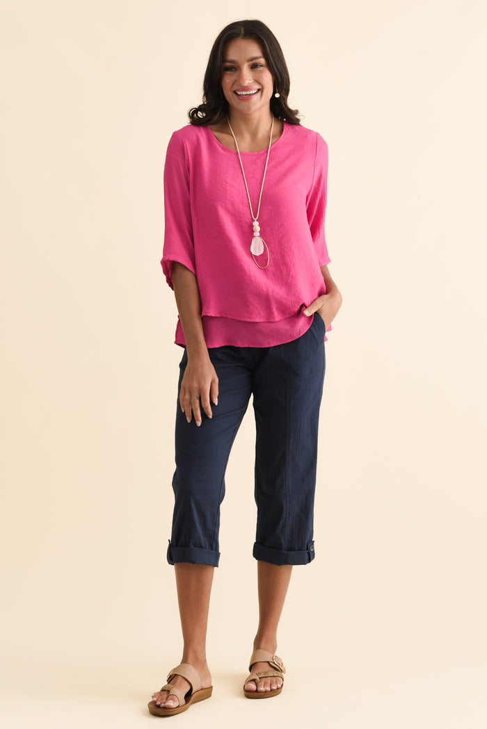 Lindsay Navy 7/8 Cargo Pants,Brunette model,alt text|model:Brontie