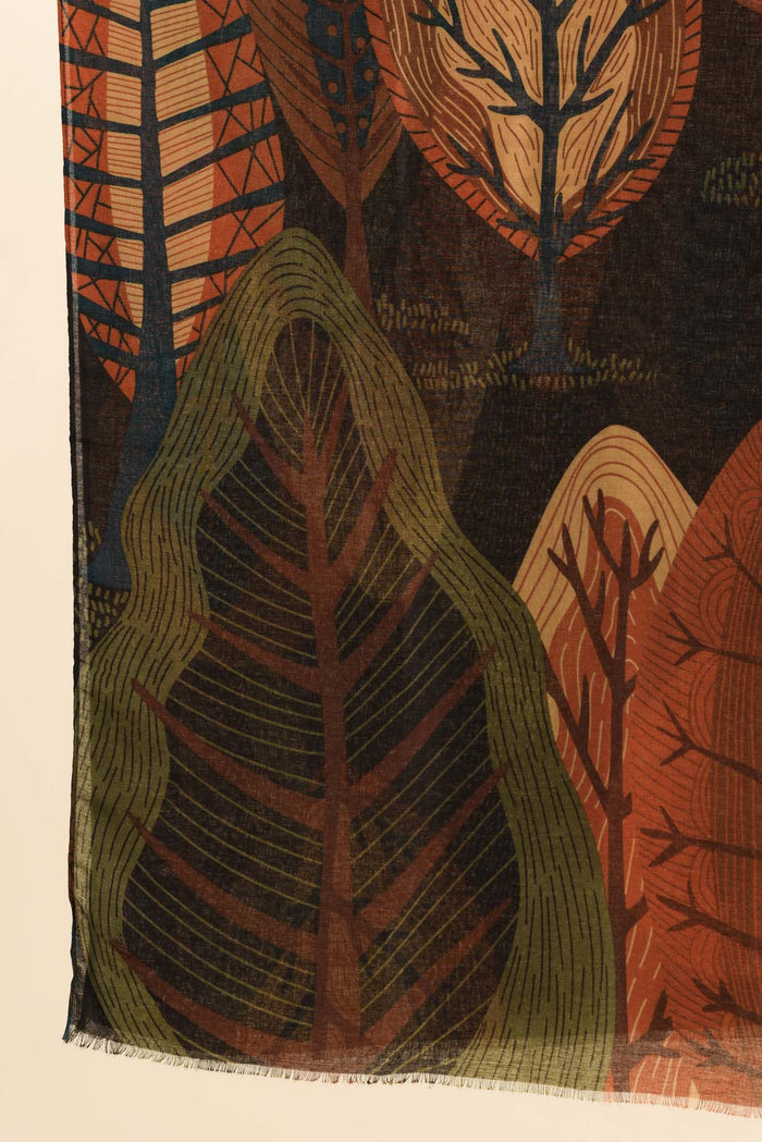 Linnea Brown Leaf Scarf