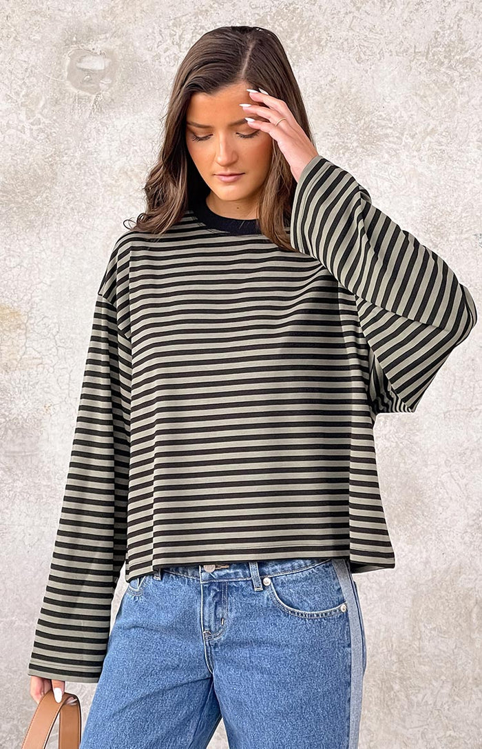Lioness Bloom Forest Stripe Long Sleeve Top