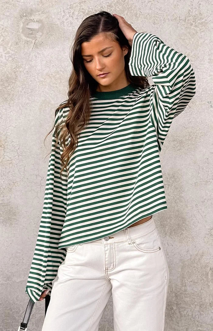 Lioness Bloom Moss Stripe Long Sleeve Top