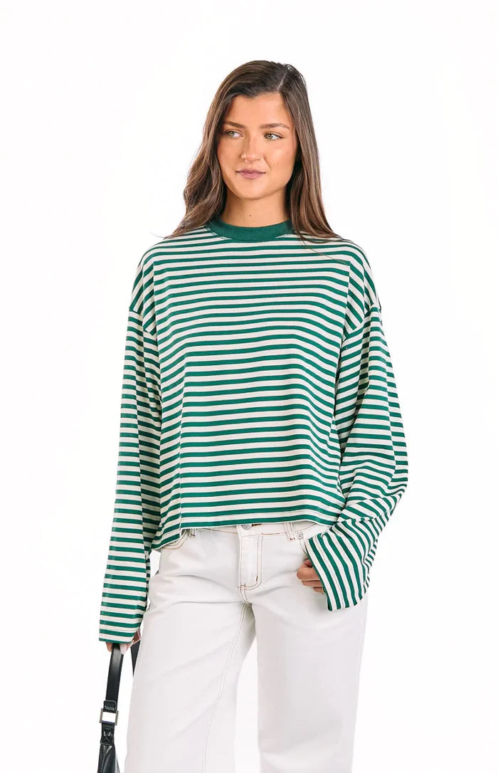 Lioness Bloom Moss Stripe Long Sleeve Top