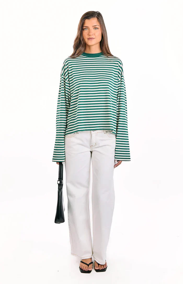 Lioness Bloom Moss Stripe Long Sleeve Top