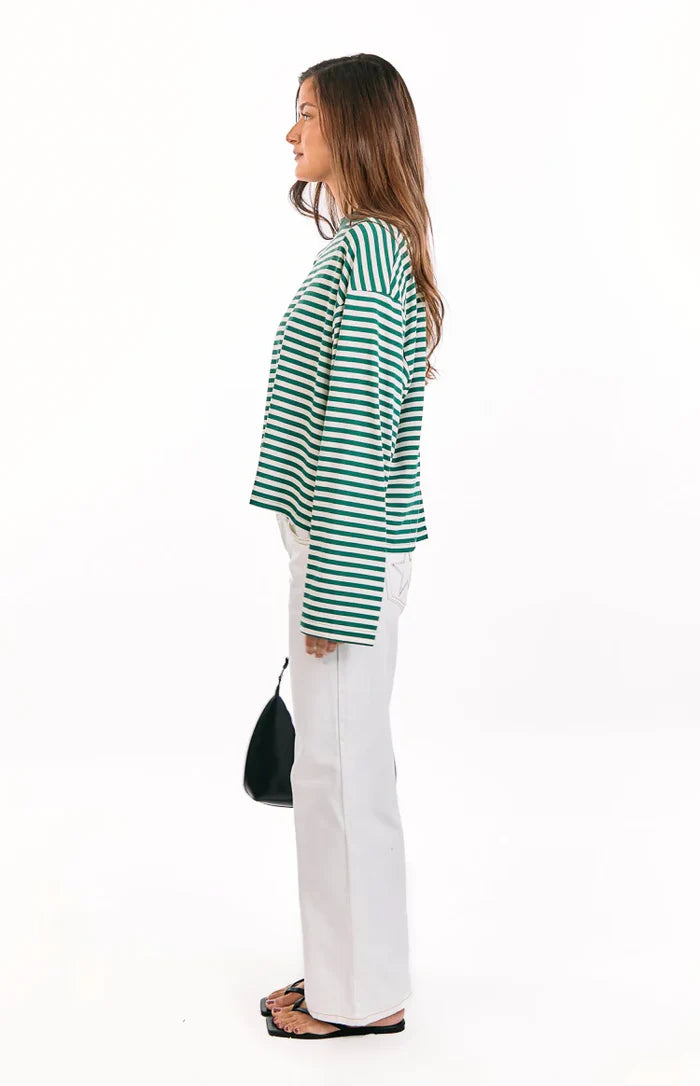 Lioness Bloom Moss Stripe Long Sleeve Top