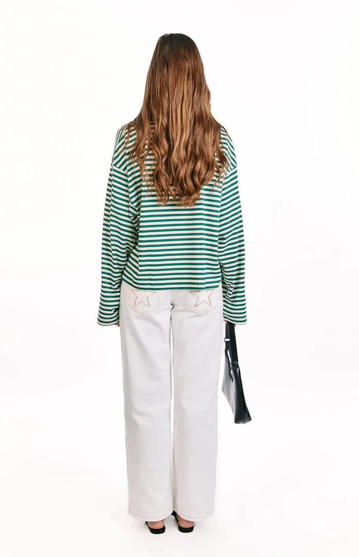 Lioness Bloom Moss Stripe Long Sleeve Top