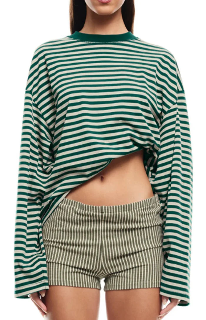 Lioness Bloom Moss Stripe Long Sleeve Top