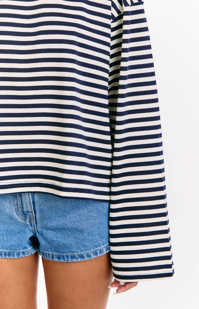 Lioness Bloom Navy Stripe Long Sleeve Top