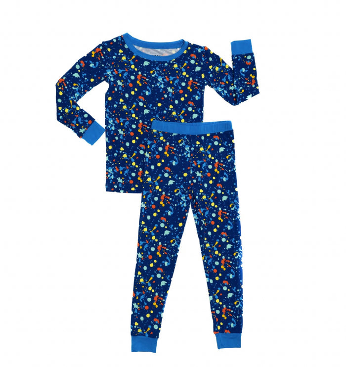 Little Sleepies Blue Paint Party Two-Piece Pajama Set