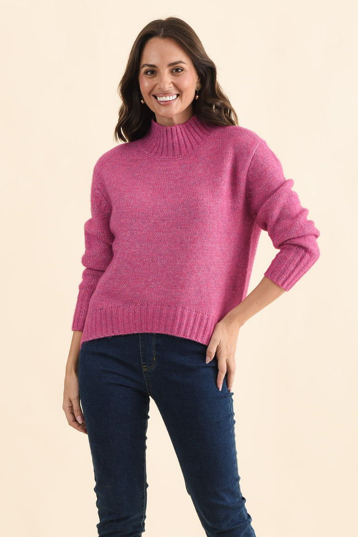 Lola Pink Knit Jumper,Brunette model,alt text|model:MJ