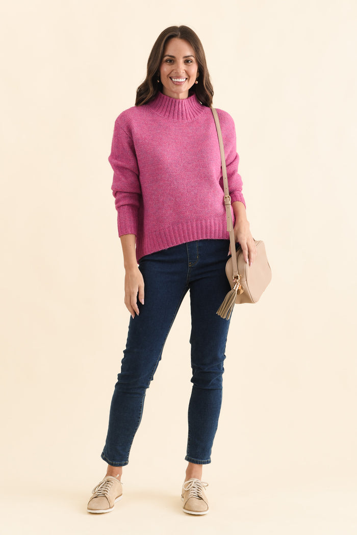 Lola Pink Knit Jumper,Brunette model,alt text|model:MJ