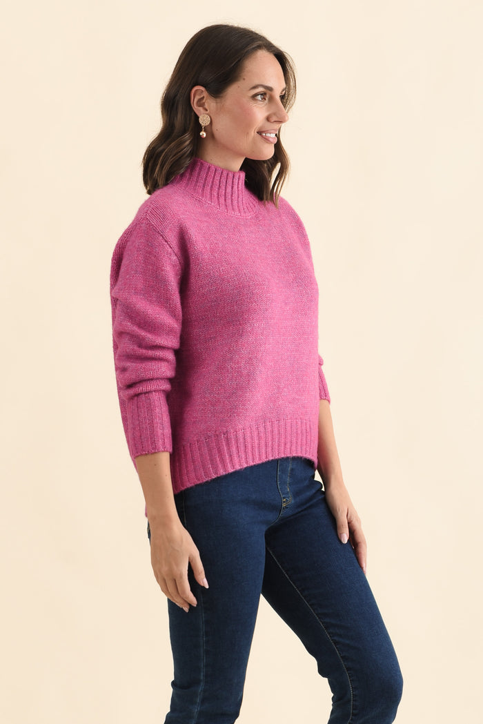Lola Pink Knit Jumper,Brunette model,alt text|model:MJ