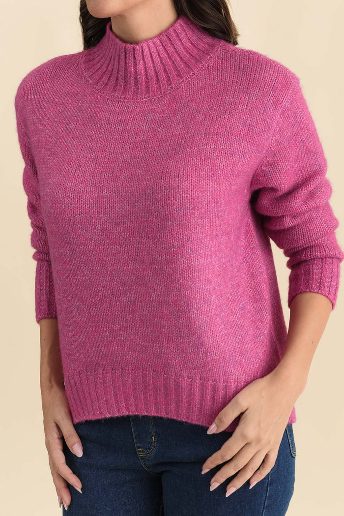 Lola Pink Knit Jumper,Brunette model,alt text|model:MJ