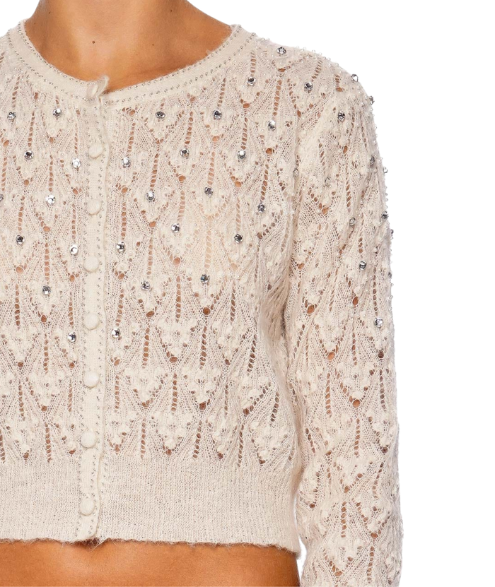 Love Shack Fancy Women Calico Cardigan Ivory Distressed/seasonal womens Love Shack Fancy