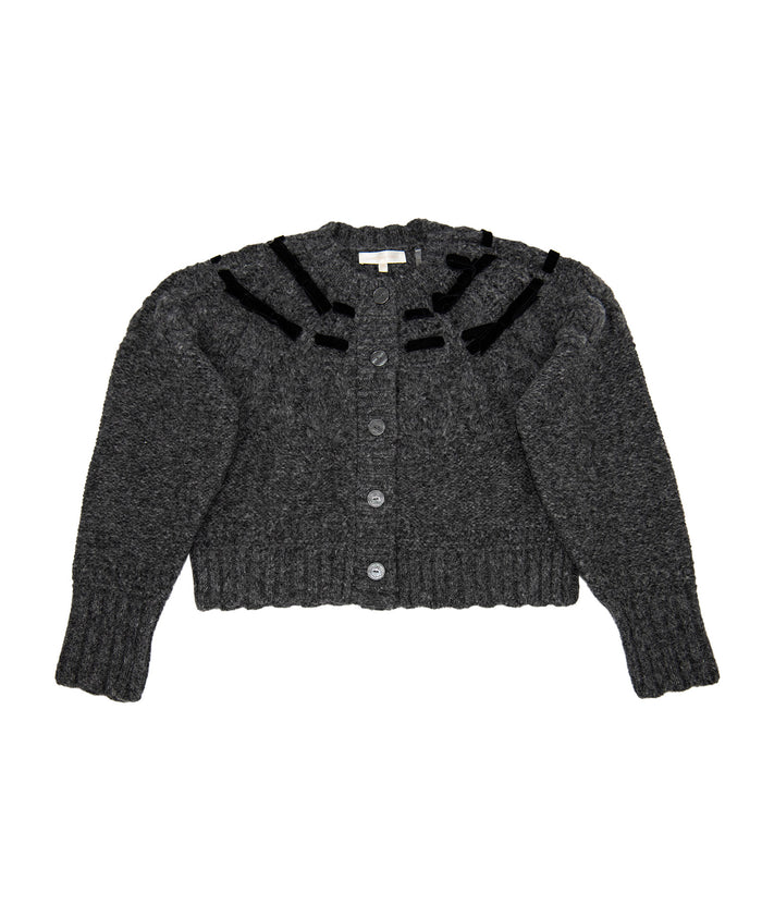 Love Shack Fancy Women Clementian Cardigan Dark Grey Melange Distressed/seasonal womens Love Shack Fancy