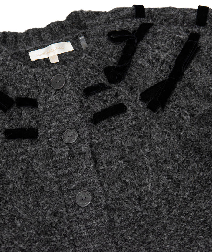 Love Shack Fancy Women Clementian Cardigan Dark Grey Melange Distressed/seasonal womens Love Shack Fancy
