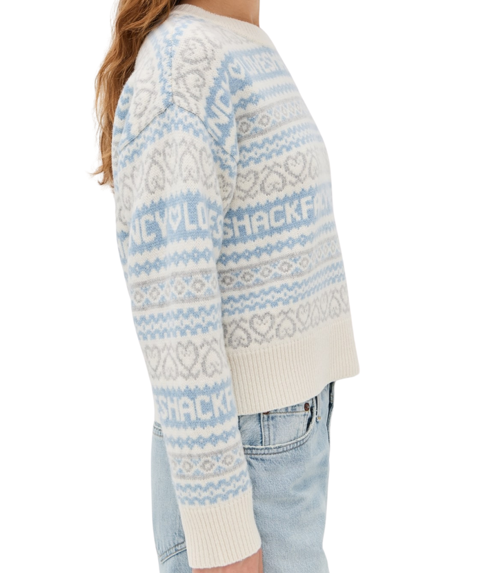 Love Shack Fancy Women Emberly Pullover Winter Haze Distressed/seasonal womens Love Shack Fancy