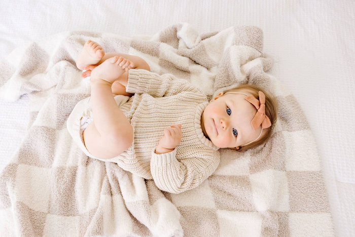 love + wild Oat Checkered Plush Blanket
