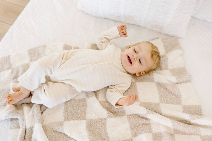 love + wild Oat Checkered Plush Blanket