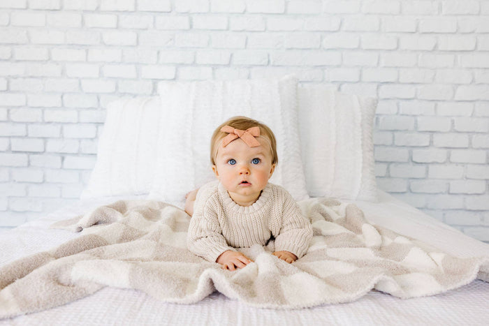 love + wild Oat Checkered Plush Blanket