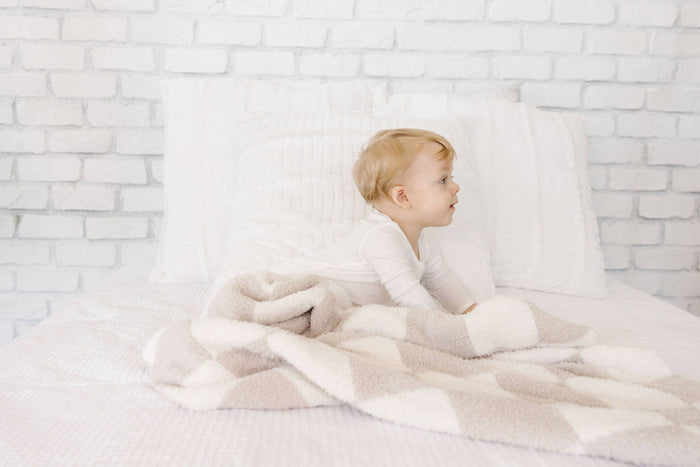 love + wild Oat Checkered Plush Blanket