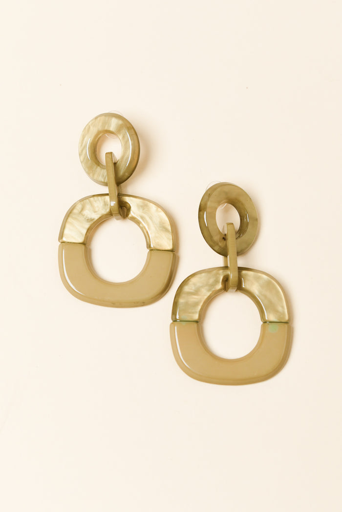 Lydalia Green Geo Resin Drop Earrings