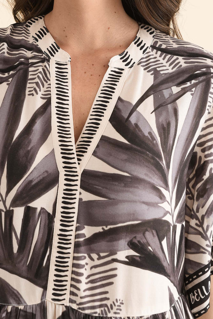 Lyndall Grey Palm Tie Dress,Detail,Brunette model,alt text|model:MJ