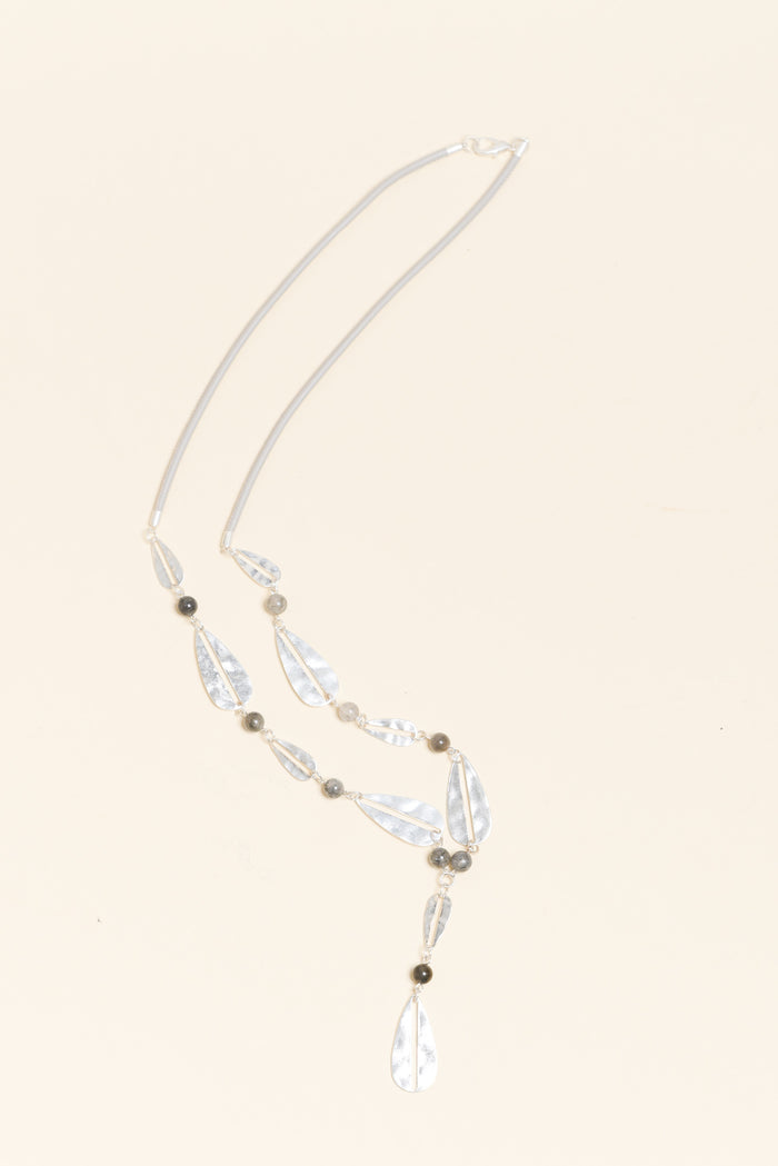 Maddison Silver Teardrop Beaded Necklace