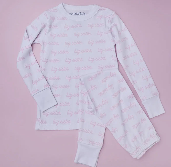 Magnolia Baby Big Sister Print Long Pajamas