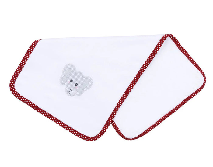Magnolia Baby Crimson Cutie Applique Burp Cloth